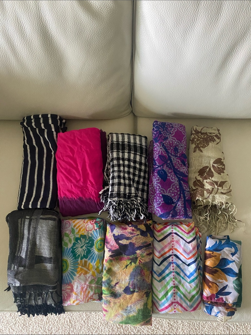 Assorted Colorful Scarves Lot - Floral, Chevron, Plaid & Stripes